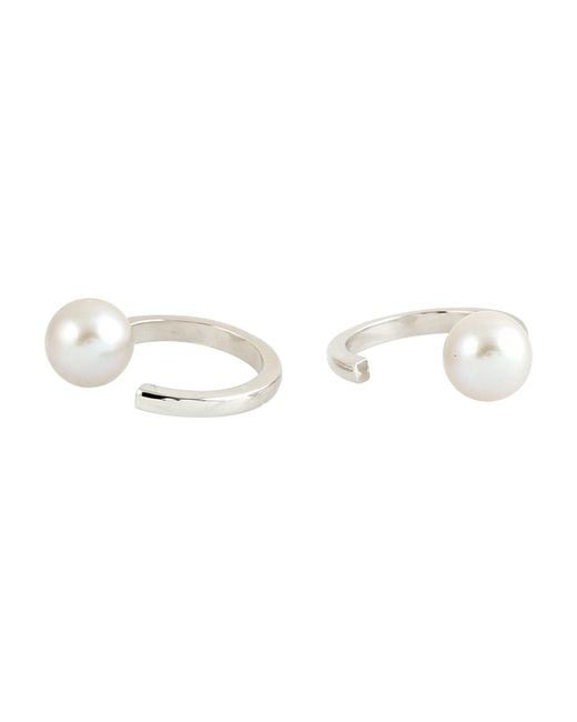 Artisan Metallic 14K Freshwater Pearl Gemstone Ear Cuffs