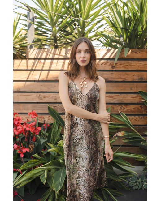 Jennafer Grace Metallic Mara Snakeskin Slip Dress