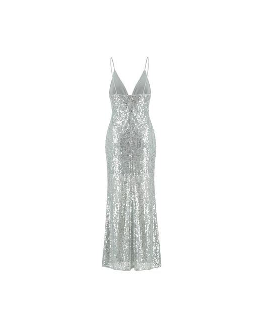 Aisl Gray Sequin Plunge Gown