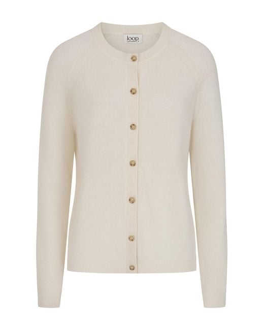 Loop Cashmere White Featherweight Cardigan