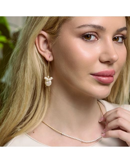 Corina Mardari Jewelry Metallic Pearl Cluster Handmade Filled Earrings