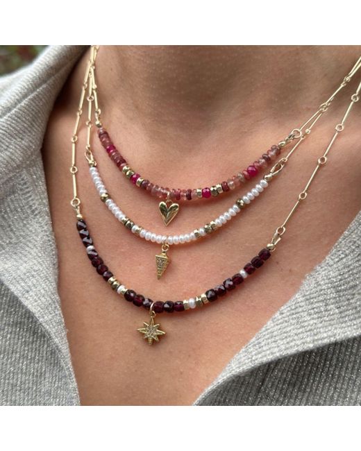 Rachel Nathan Metallic Pearl & Pyrite & Bar Chain With Art Deco Drop Necklace