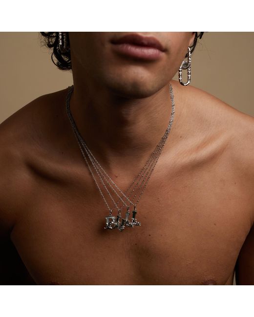 Kasun Metallic Solid B Initial Necklace With Marble