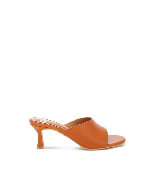 Rag & Co Brown Maude Slip On Kitten Heels