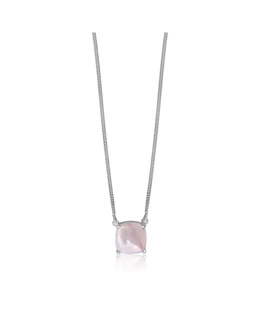 FV Jewellery Metallic La Stele And Rose Quartz Square Dome Necklace