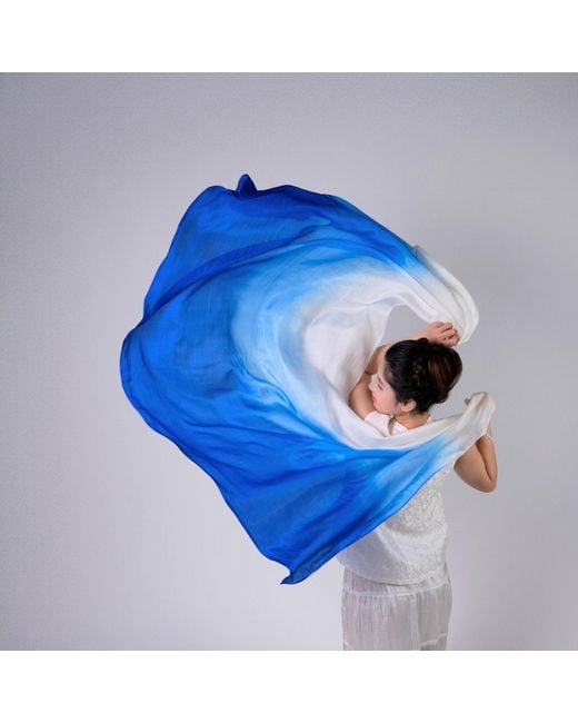 Silk and Bears Blue Ombre Habotai Silk Scarf – Hand-Dyed Mulberry Silk