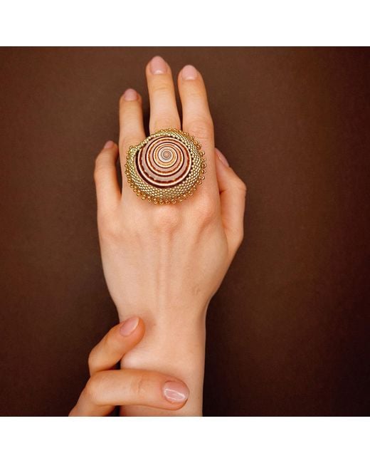 Oana Savu Metallic Sea Shells Glass Beads Unique Ring Summer Ocean Inspired