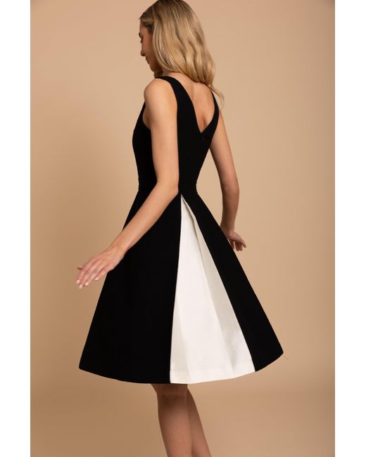 Santinni Black 'Poise' Wool Dress With Silk Taffeta