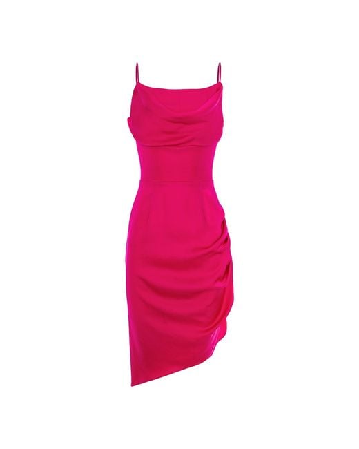AVENUE No.29 Pink Midi Slip Dress With Side Gathering