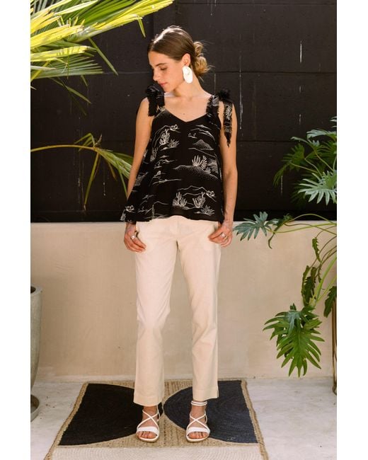 Em & Shi Black Arizona Tie Up Top