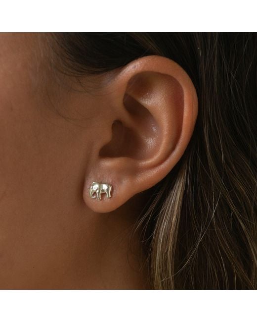 Lily Charmed White Sterling Elephant Stud Earrings