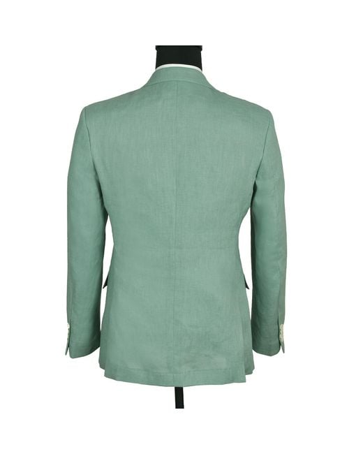 DAVID WEJ Green Hugo Linen Double Breasted Blazer for men