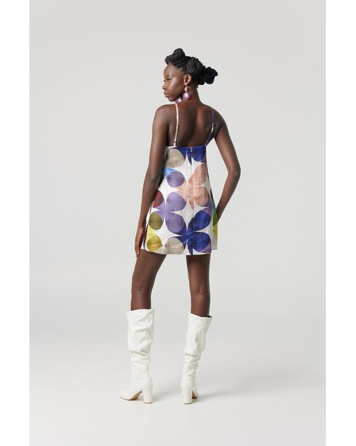 Why Mary Blue Sixties Print Shift Mini Dress