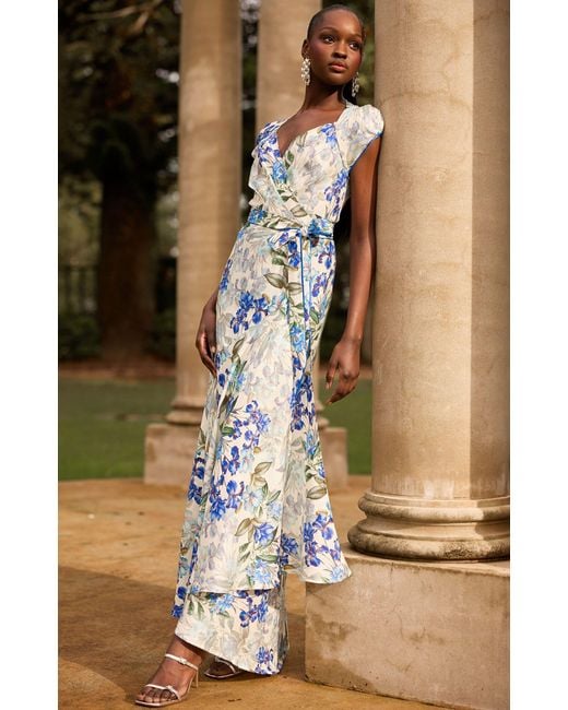 SACHA DRAKE Blue Mariette Wrap Dress