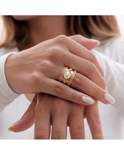 GEM BAZAAR Metallic The Siren Pearl Ring