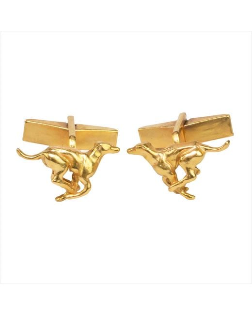 Simon Kemp Jewellers Metallic Running Greyhound Cufflinks Eighteen Carat On Recycled Solid Sterling for men