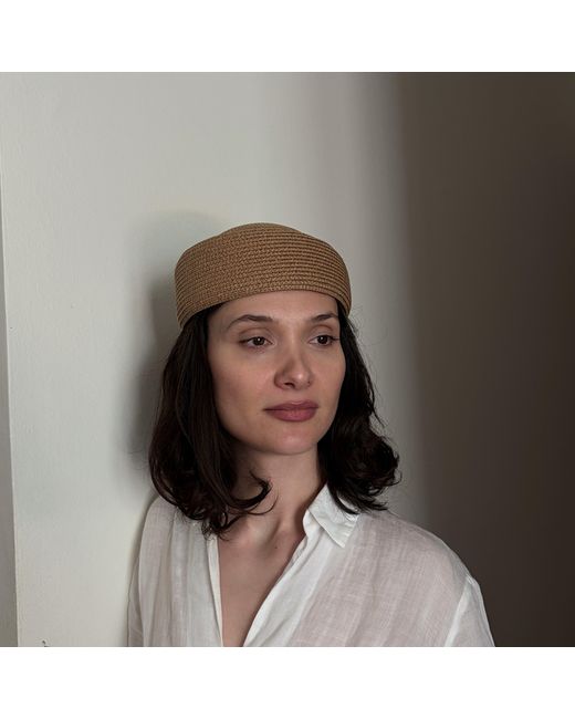 London Atelier Byproduct Brown Neutrals Natural Straw Pillbox Hat