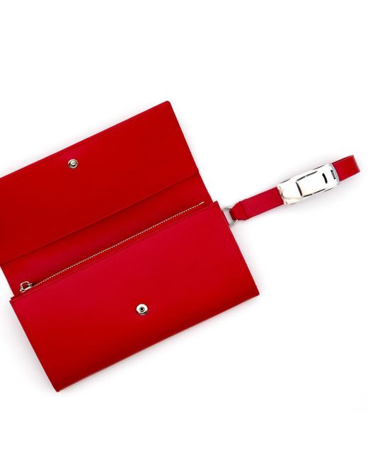 Absurde Red Parking Leather Bifold Wallet With Car