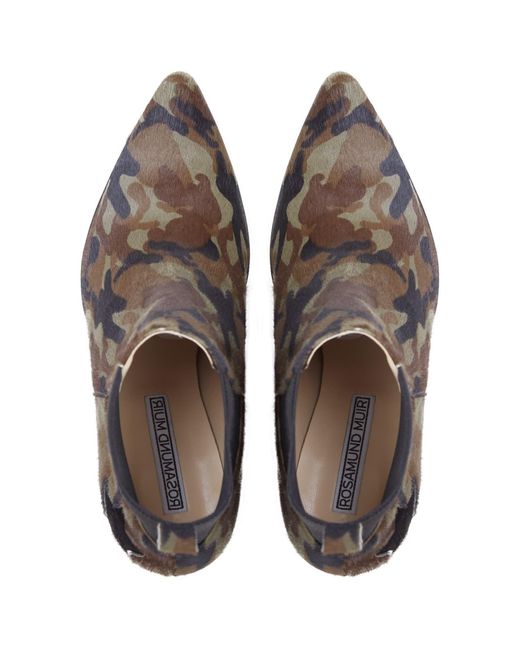 Rosamund Muir London Brown Felixa Camouflage Calf Hair With Star Ankle Boots