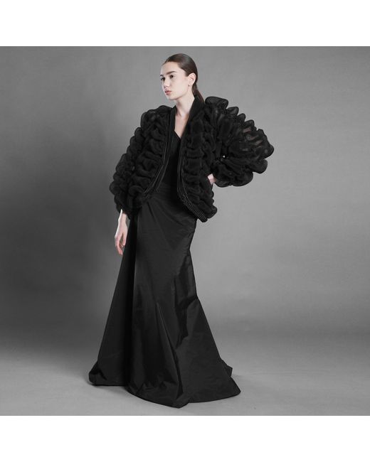 Silvia Serban Black Pleated And Crinkled Tulle Blazer