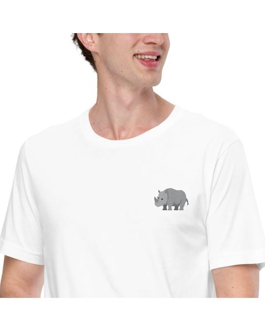 Anchor and Crew White Think Ocean Rhino Aspirations Cotton Embroidered T-Shirt for men