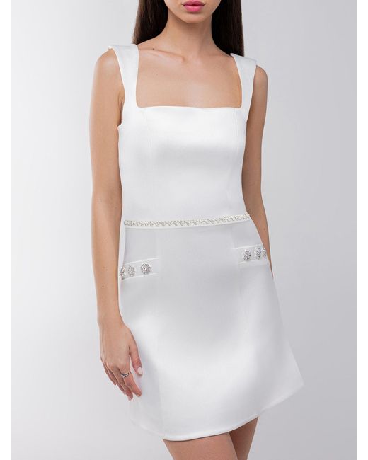 Tia Dorraine White Blame Gravity Satin Mini Dress – Pearl