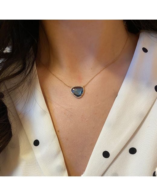 KAMARIA Blue London Topaz Organic Necklace With Diamonds