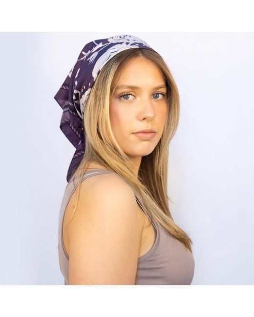 Lamberty Munich Purple Midnight Rose Midi Silk Scarf Deep