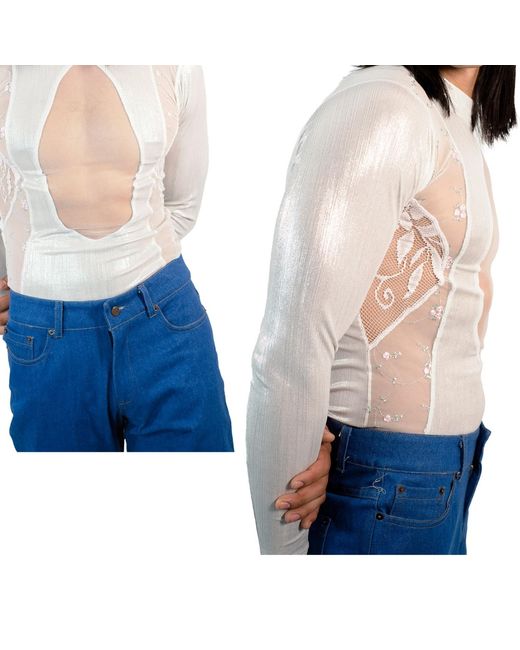 Paloma Lira White Upcycled Lace Dreamy Top for men