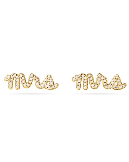 Onewildone Metallic Wife Life Wedding Bride Mrs Earrings