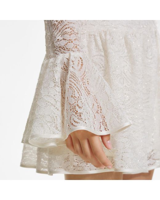 Lita Couture Natural Lace Mini Dress With Ruffles
