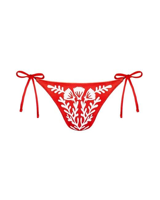 Jessie Zhao New York Red Coral Garden Reversible Tie Side Bottom