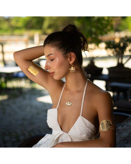 Ebru Jewelry Natural Golden Shield Arm & Cuff Bracelet