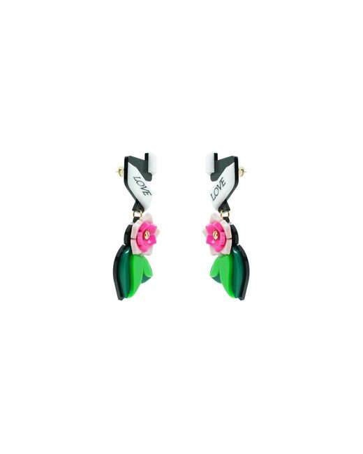Gissa Bicalho Multicolor Handmade Acrylic Earring Ribbon And Flower