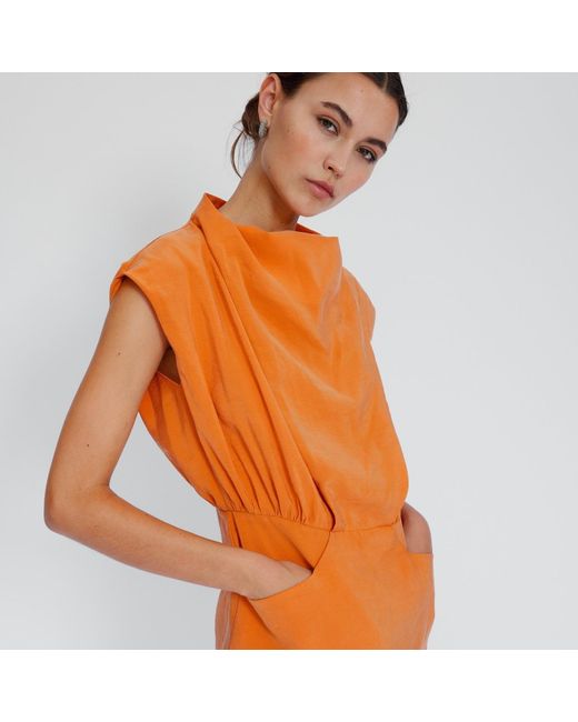 Mirimalist Orange Cupro Mini Dress Oranj