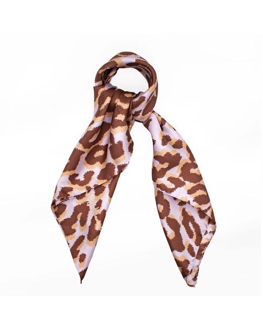Lamberty Munich Purple Neutrals Smooth Cheetah Italian Mulberry Silk Scarf Soft