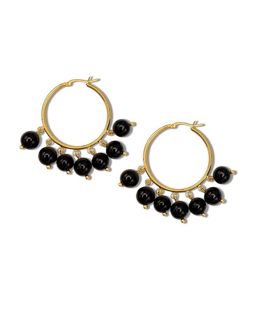 Jaredjamin Metallic Daniela Hoop Onyx Earrings