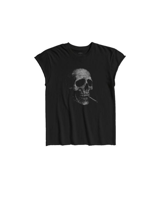 Other Uk Black Smoking Skull Rocker Tee for men