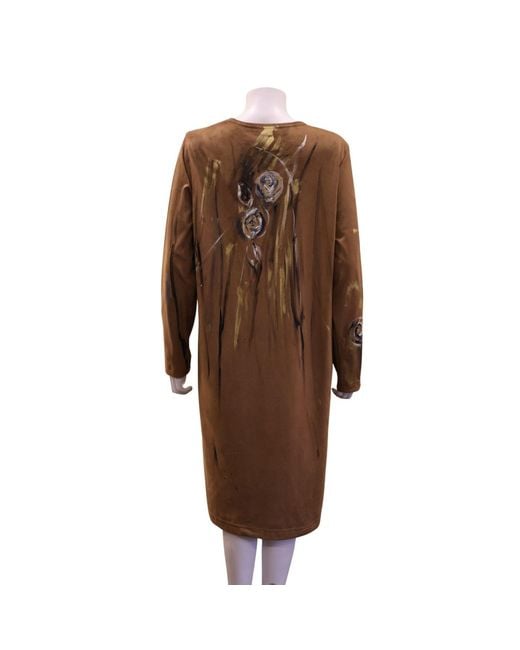 Saniya Khan Brown Neutrals Faux Suede Hand Painted Jacket
