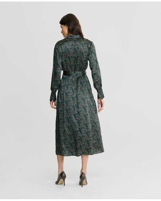 Really Wild Clothing Green Hawthorn Silk Open Neck Shirt Dress