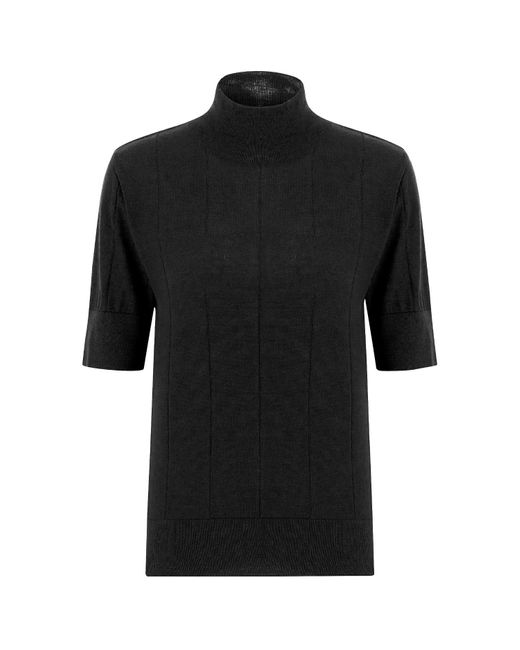 Peraluna Black Betty High Neck Short Sleeve Knitwear Fine Blouse