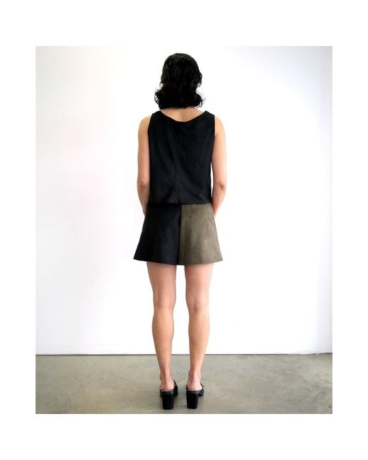By Noa Rawitz Green Ultra Suede Sleeveless Color Blocked Top- And