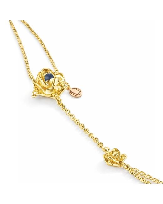 Unaloe Metallic Plated Rose Hand Chain With Sapphire – Luxury Designer Hand-Kissed Jewelry For