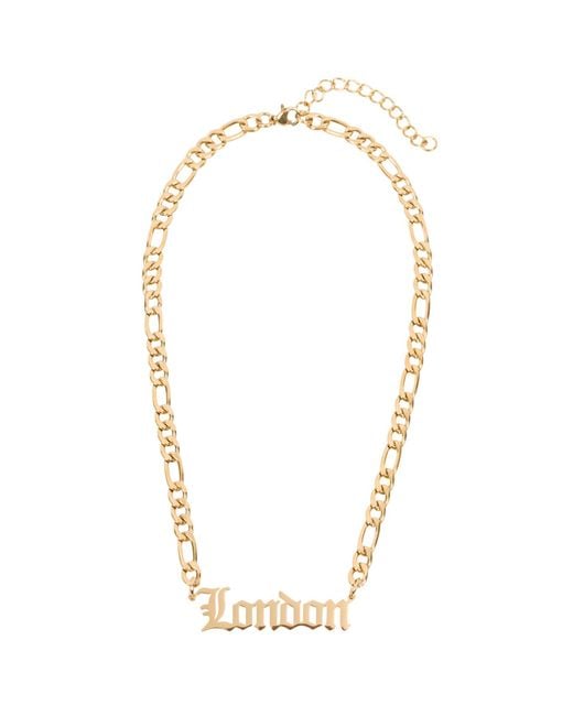 Black Cake Metallic London Old English Nameplate Necklace