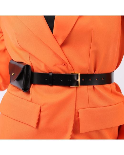 Haute Cuir Black Slim Envelope Belt Bag