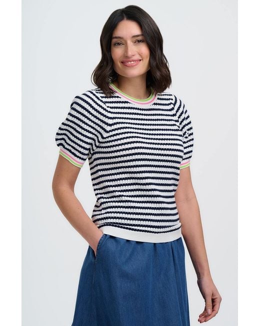 Sugarhill Black Coraline Knit Top Off, Nautical Stripe
