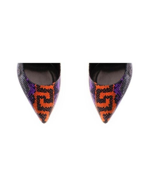 The 5Th Element Blue Print Leather Stiletto Heels