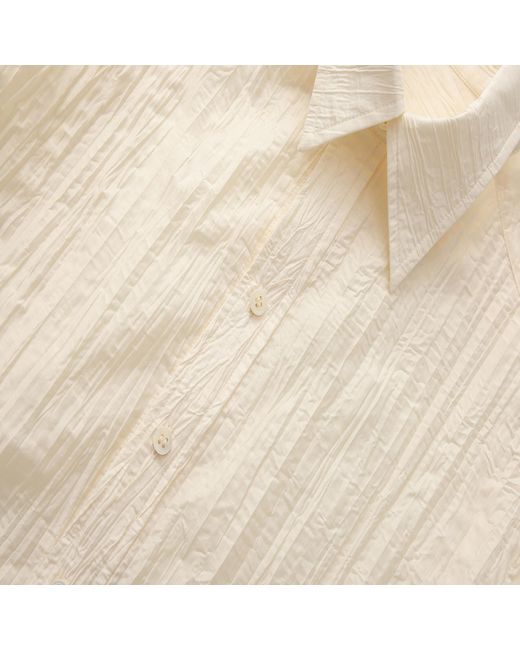 FRONT ROW SHOP White Crinkled Gauze Shirt Ecru