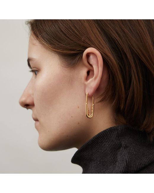 Kasun Metallic Safety Pin Hoop Earrings