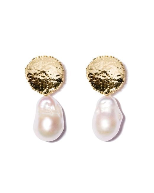 Kybele Studio Metallic Baroque Pearl Drop Earrings